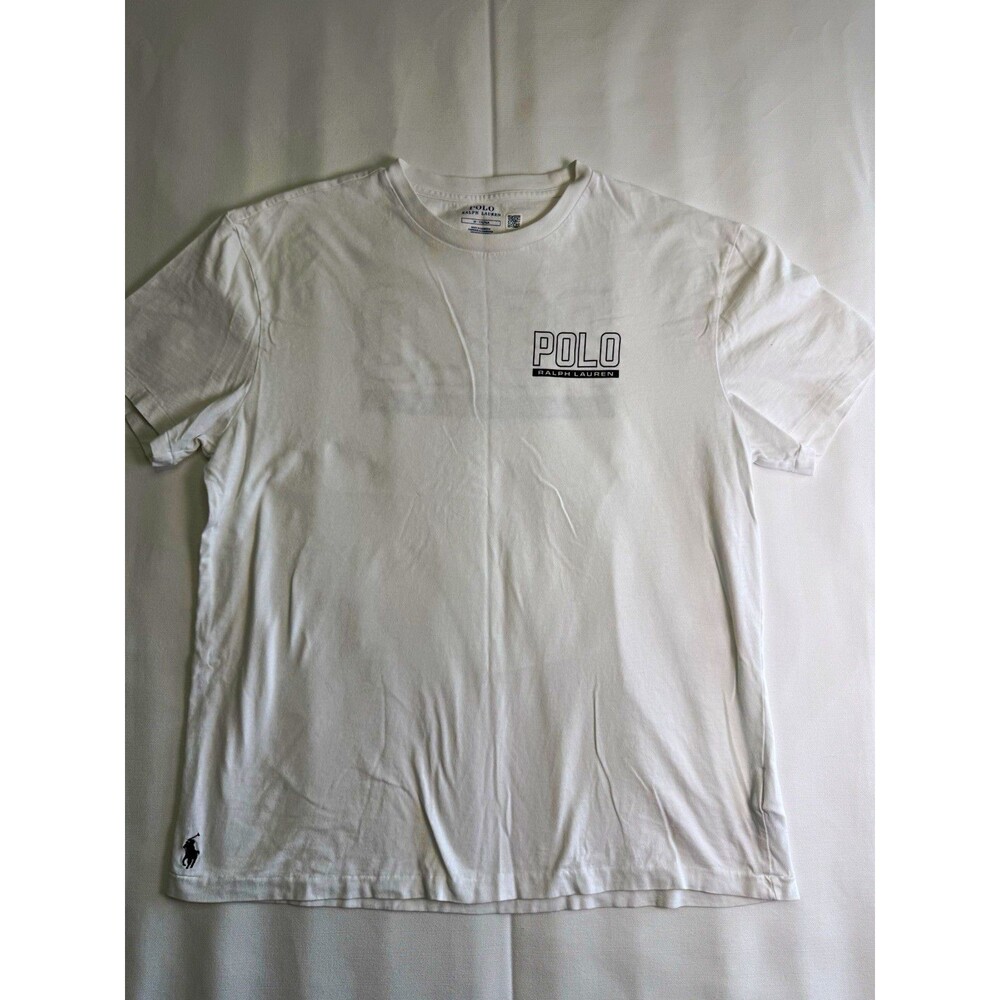 Polo Ralph Lauren Men's M Regular Crew Neck Short Sleeve White Logo Graphic Tee